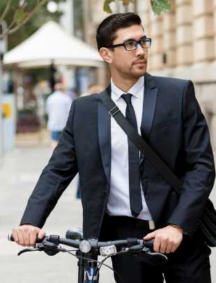 young professional with bycicle